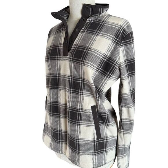 Duluth Sweater Womens Medium Black Plaid Pullover Fleece Pockets Casual Outdoor - Picture 9 of 9